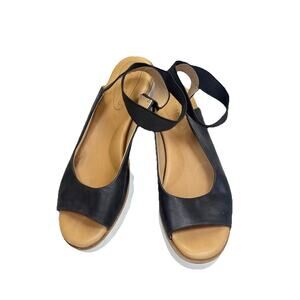 Corso Como Sandal Women’s Sz 8 38.5 Beeata Black Leather Elastic Ankle Strap